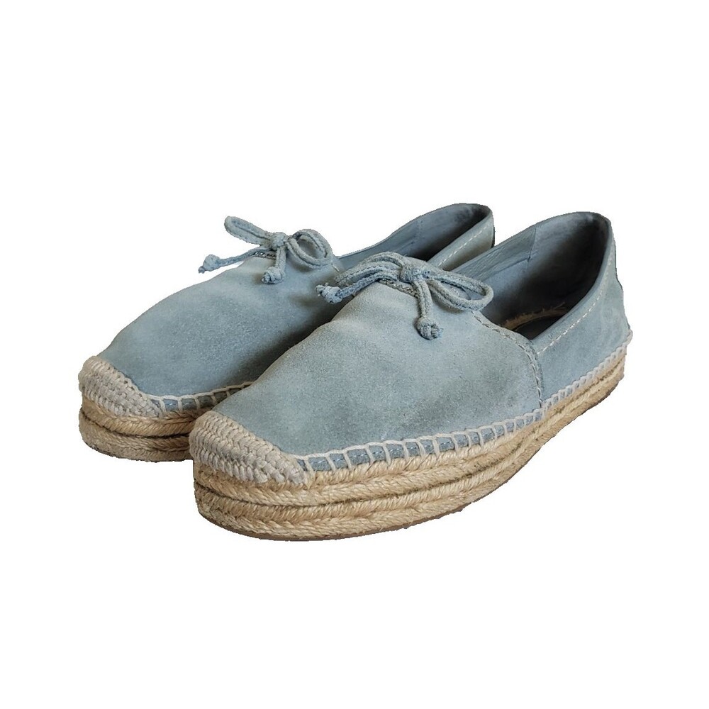 Coach Espadrilles Shoes Suede Blue Green Women's 7.5B Platform Bow Boho Slip on